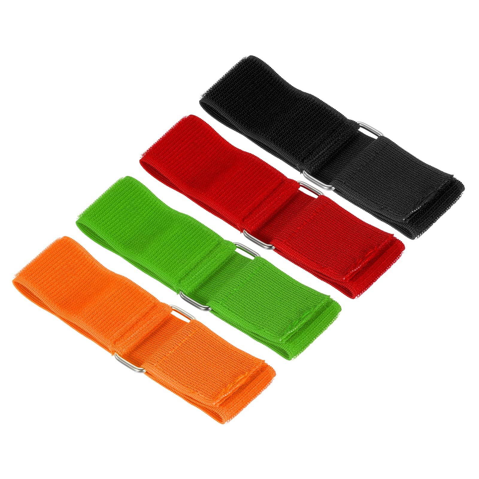 PATIKIL 3 Legged Race Bands, 4 Pack Nylon Elastic Tie for Outdoor Birthday Party Field Day Carnival Relay Game (Black, Green, Orange, Red)