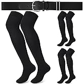 Hicarer 3 Pairs Football Socks over the Knee Set Extra Long Baseball Socks Softball Socks with Belt for Youth Men Women