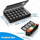 Mossime XL 7 Day Pill Box 4 Times a Day Large 28 Compartments Black view 3