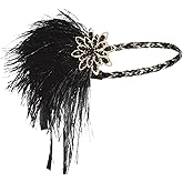 BABEYOND 1920s Flapper Headband Roaring 20s Headpiece Gatsby Ostrich Feather Headpiece with Crystal
