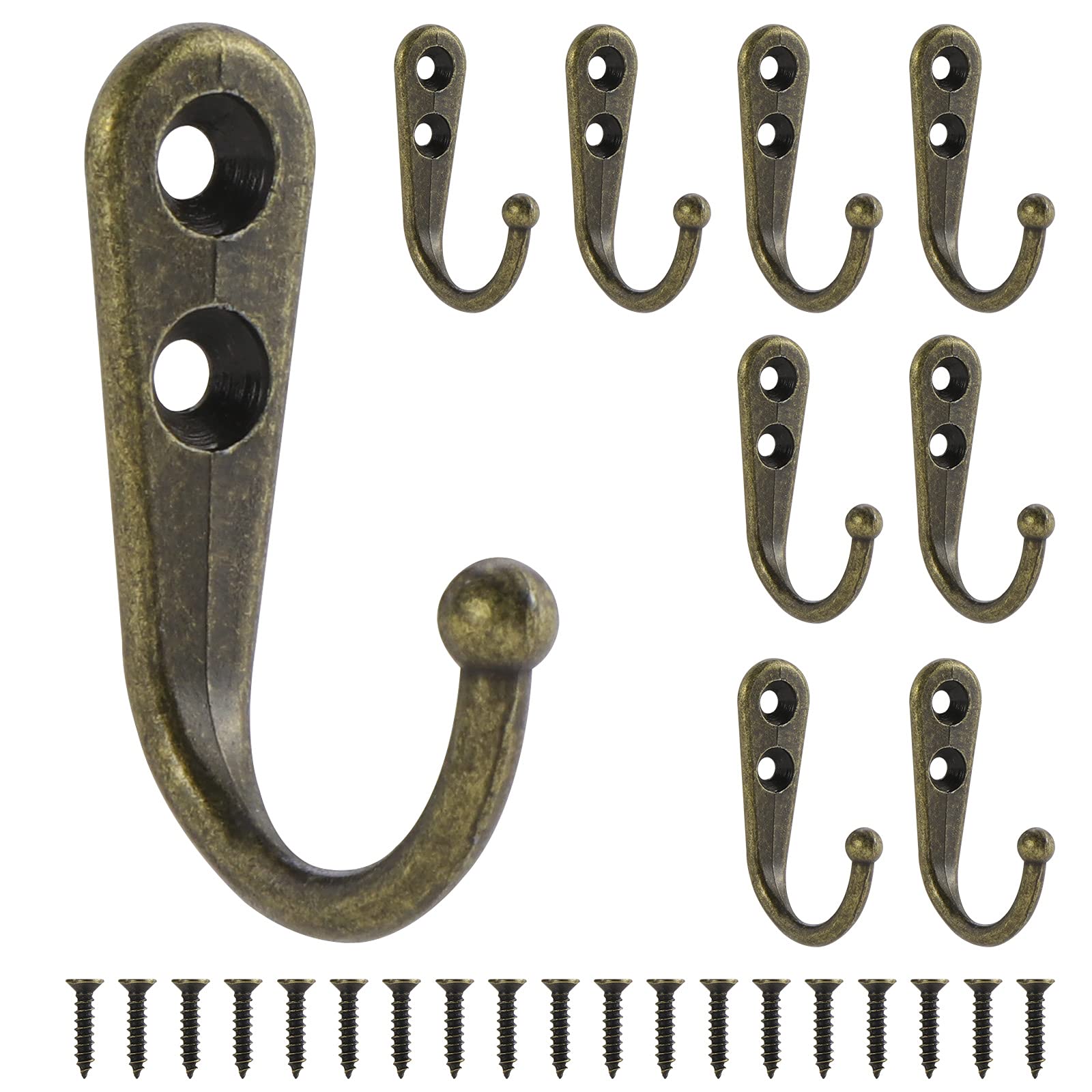 Kyrio 40PCS Wall Mounted Coat Hook with Screws Robe Hooks Cup Hook Coat Hanger Clothes Hanger Rustic Hooks for Bag Hat Keys Backpack Door Bedroom Holder Hanger (Bronze)