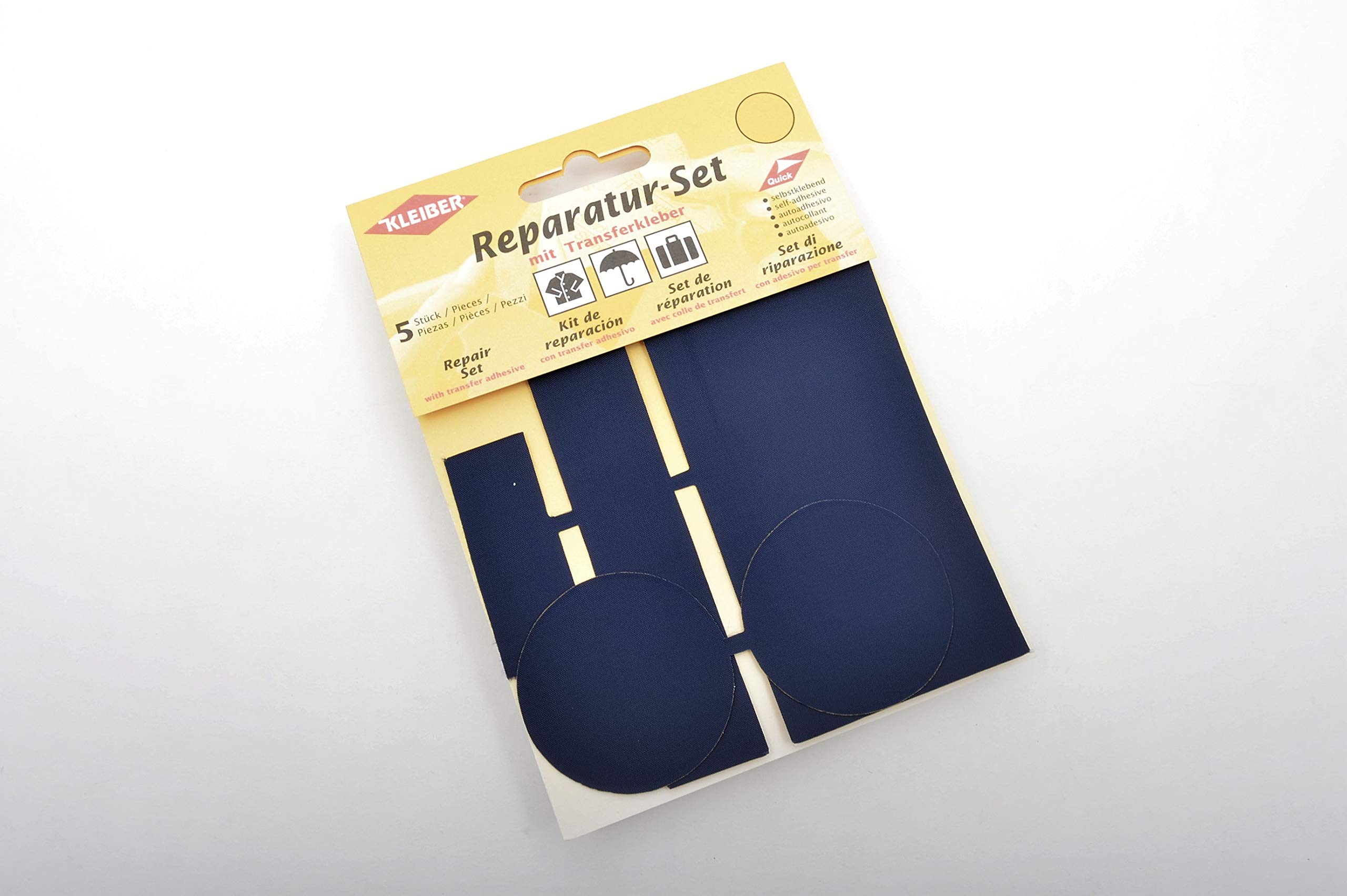 Kleiber 5-Piece Self Adhesive Nylon Clothing Repair Patch Set, Dark Blue