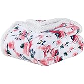Berkshire Blanket Peanuts® Sherpa Throw Blanket, 480gsm Warm Reversible Heavy Thick Throw for Couch, Bed & Travel (Springtime Flower Fields Tiedye Pink, Throw Size 50" x 60")