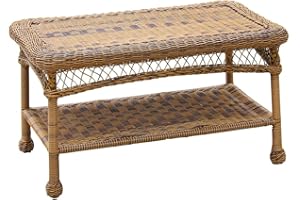 Jeco Honey Wicker Patio Furniture Coffee Table
