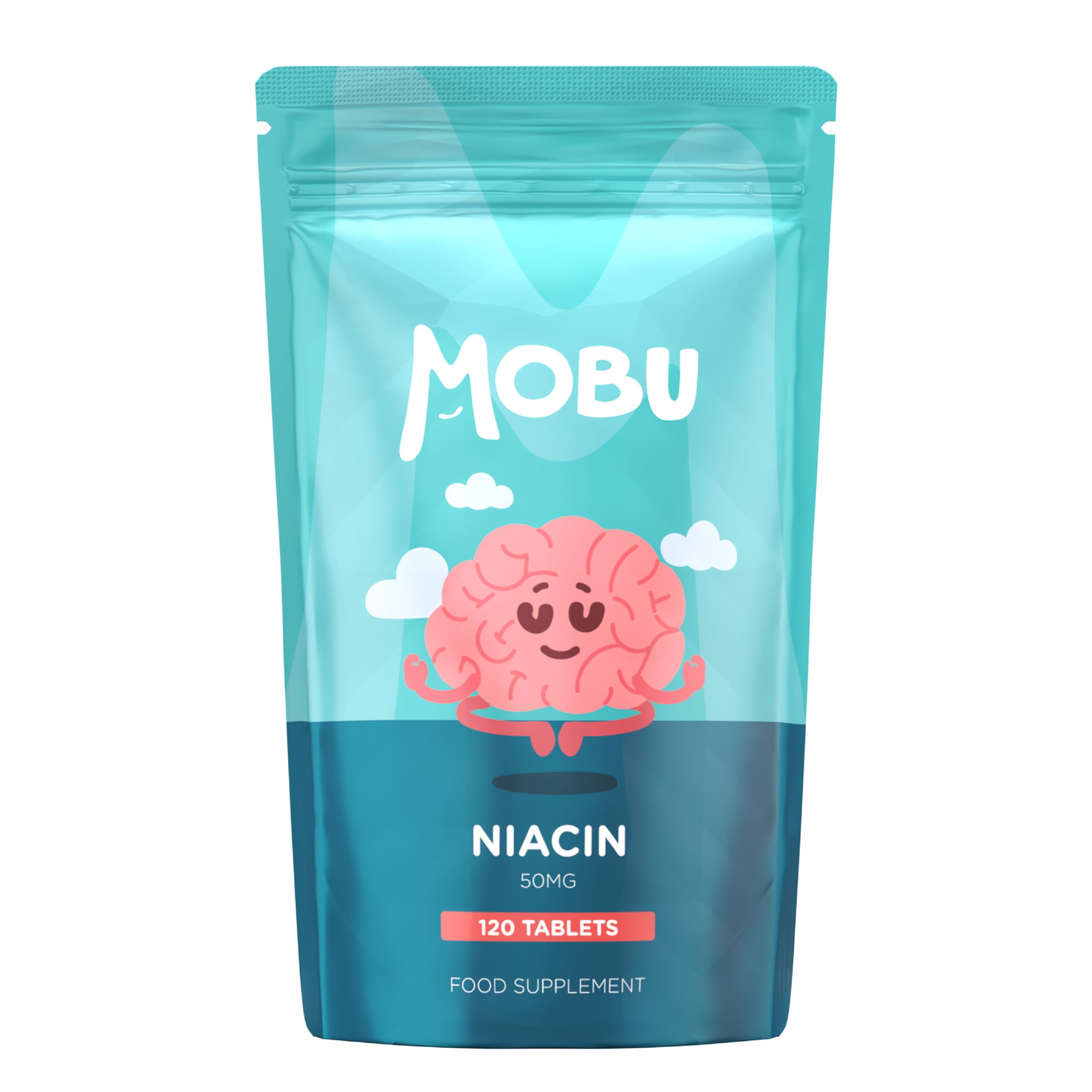 Niacin 50mg 120 Tablets | Vitamin B3 Nicotinic Acid Flush Formula | Vegan UK Made | GMP Approved | MOBU (120)