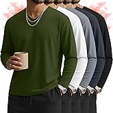 Velvelhall 5 Pack Men's Big and Tall Thermal Shirts Fleece Lined V Neck Long Sleeve Base Layer Tops Loose Casual Warm Winter