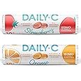 Daily-C Chewable Vitamin C Strawberry and Orange Chewable Candy Rolls Bundle | 100MG of Vitamin C in Each Piece | Brought to You by Iconic Candy | 1.3oz Strawberry Roll + 1.3oz Orange Roll