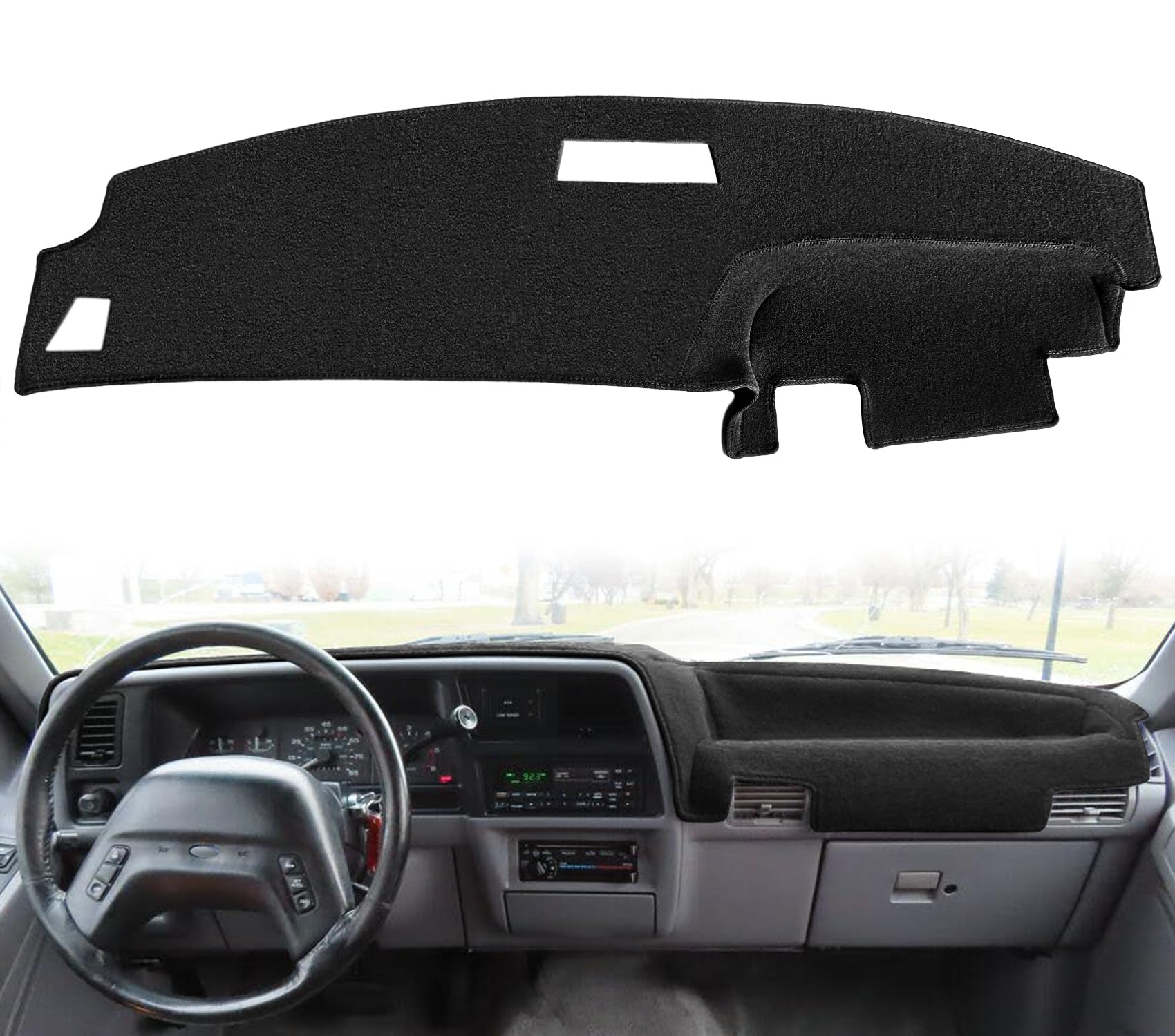 Photo 1 of Dash Cover Mat Custom Fit for 1989-1994 Ford Ranger Bronco II,1991-94 Ford Explorer,1991-94 Mazda Navajo,1994 Mazda B2300 B3000 B4000,Dashboard Cover Pad Carpet (Black) J126
