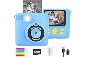 Anchioo Instant Print Camera Toys for Toddlers Age 3-8,Boys and Girls Birthday Gifts with 1080P HD Video Recording,Kids Selfie Digital Camera Electronic Travel Game with Photo Paper 6 Color Pens,Blue
