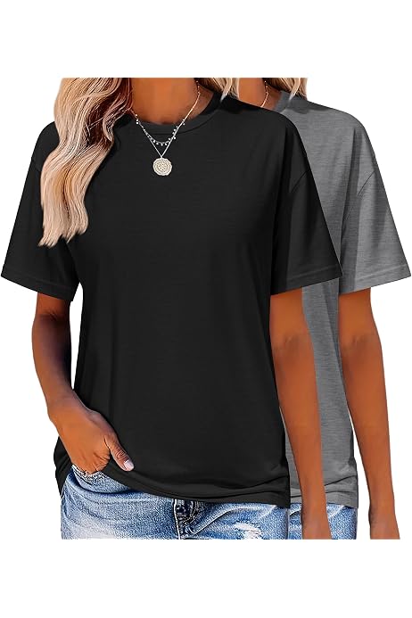 Bosmeer Women's Short Sleeve Sweater Top - Loose Fit Crew Neck Casual Blouse For Spring & Summer 2025
