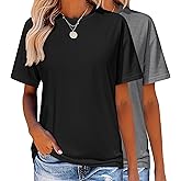 Zeagoo Women's T-Shirts Short Sleeve Tops Summer Casual Blouse Crew Neck Basic Shirt 2 Pack Loose Fit Tee