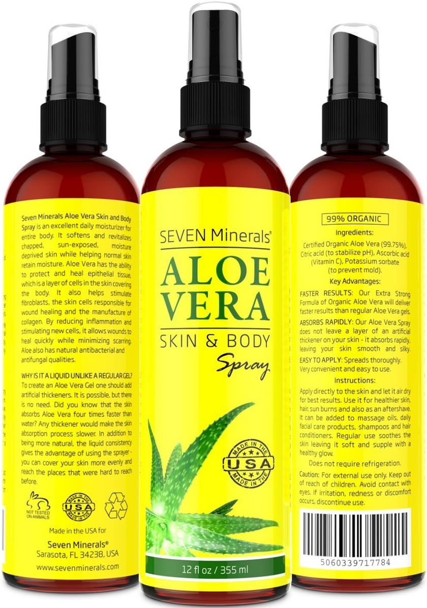 Organic Aloe Vera Spray for Body & Hair, From Freshly Cut Aloe Plant, Extra Strong, Easy to Apply - Image 4