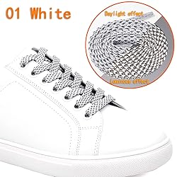 DELELE 2 Pairs Reflective Shoelace Flat White