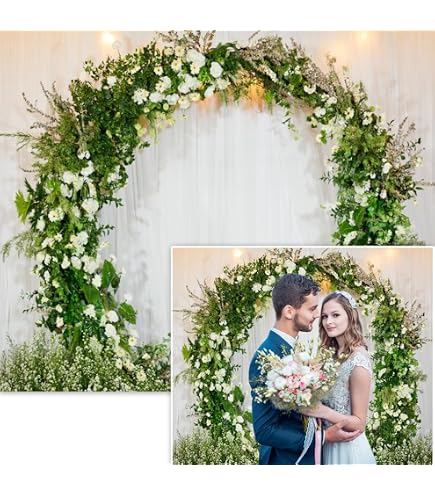 DASHAN 10x8ft Green White Floral Photo Backdrop DASHAN...