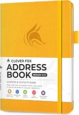 Clever Fox Address Book PU Leather with Alphabetic Tabs Amber Yellow Medium