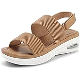 mysoft Women's Walking Sandals Comfortable Air Cushion Platform Elastic Ankle Strap Open Toe Ourdoor Summer Shoes