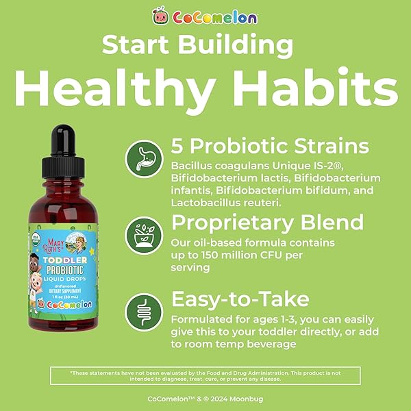 MARYRUTH’S ORGANIC TODDLER PROBIOTIC LIQUID DROPS | KIDS PROBIOTICS FOR AGES 1-3 | 5 PROBIOTIC STRAINS | 150 MILLION CFU PER SERVING | USDA ORGANIC | SUGAR FREE | VEGAN | GLUTEN FREE | 1 FL O