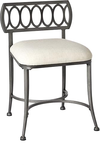 Amazon Com Hillsdale Furniture Canal Street Vanity Stool Pewter Cream Furniture Decor