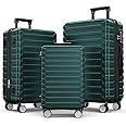 SHOWKOO Luggage Sets Expandable ABS Hardshell 3pcs Clearance Luggage Hardside Lightweight Durable Suitcase sets Spinner Wheels Suitcase with TSA Lock (Dark Green)