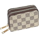 LFWATAXY PU Leather Accordion Card Wallet, Double-Layer Zippered Card Holder for Women Men Multi-Slot Large Capacity Card Organizer Compact Travel Wallet with Coin Purse ID Window (Gray)