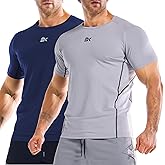 BROKIG Men's DiamondGrid Workout Gym Shirt-Breathable Short Sleeve Muscle Tee,Quick Dry Crewneck Top for Bodybuilding