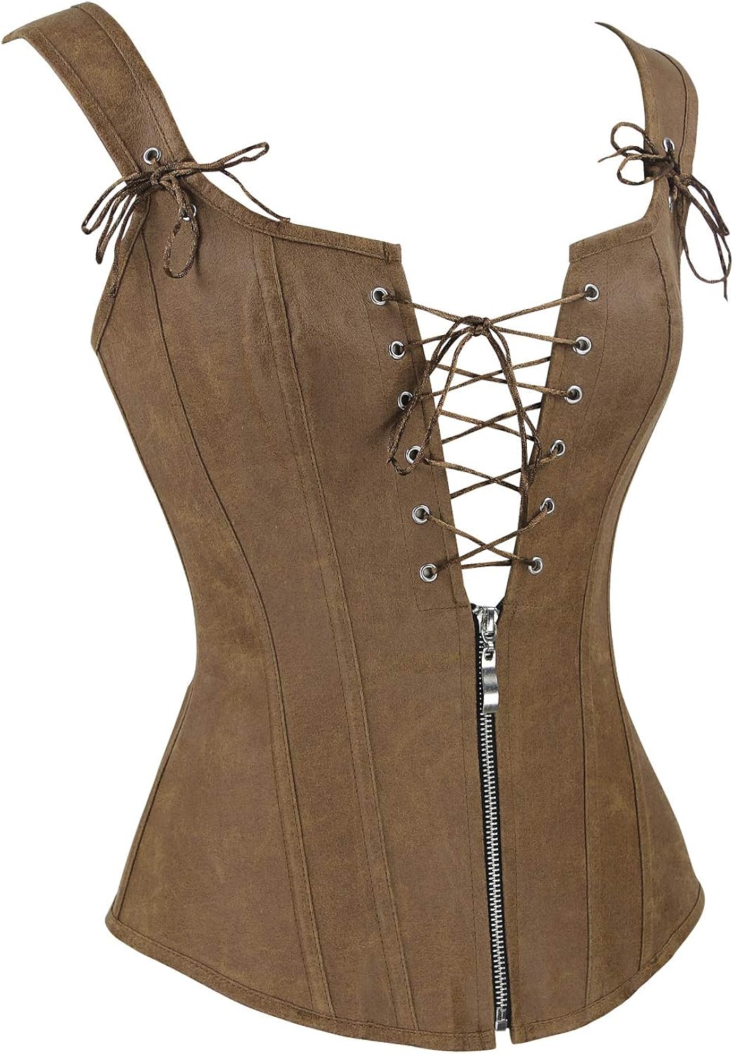 Charmian Women's Renaissance Lace Up Vintage Boned Bustier Corset with Garters at  Women’s Clothing store