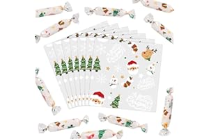 CCINEE 600Pcs Clear Christmas Candy Wrappers Clear Cellophane Candy Christmas Caramel Chocolate Wrapper for Candy Packaging Birthday Party