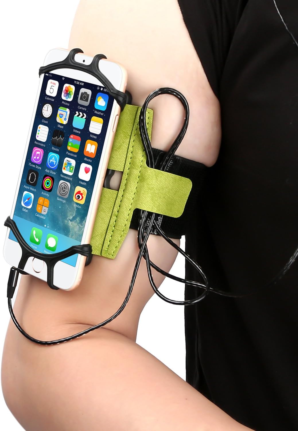 WAAO Sports Armband: Cell Phone Holder Case Arm Band Strap Pouch Mobile Exercise Running Workout Compatible with Apple iPhone XS X 8 7 6 6S Plus Android Samsung Galaxy S9 S8 S6 Note 8 (180° Rotatable)