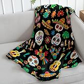 Sugar Skull Fiesta Super Soft Throw Blanket - 50x60 Throw Blanket Halloween Themed for Bedroom, Living Room, Spring Time, Holidays, Kids, Babies, Adults & Decor, Gifts