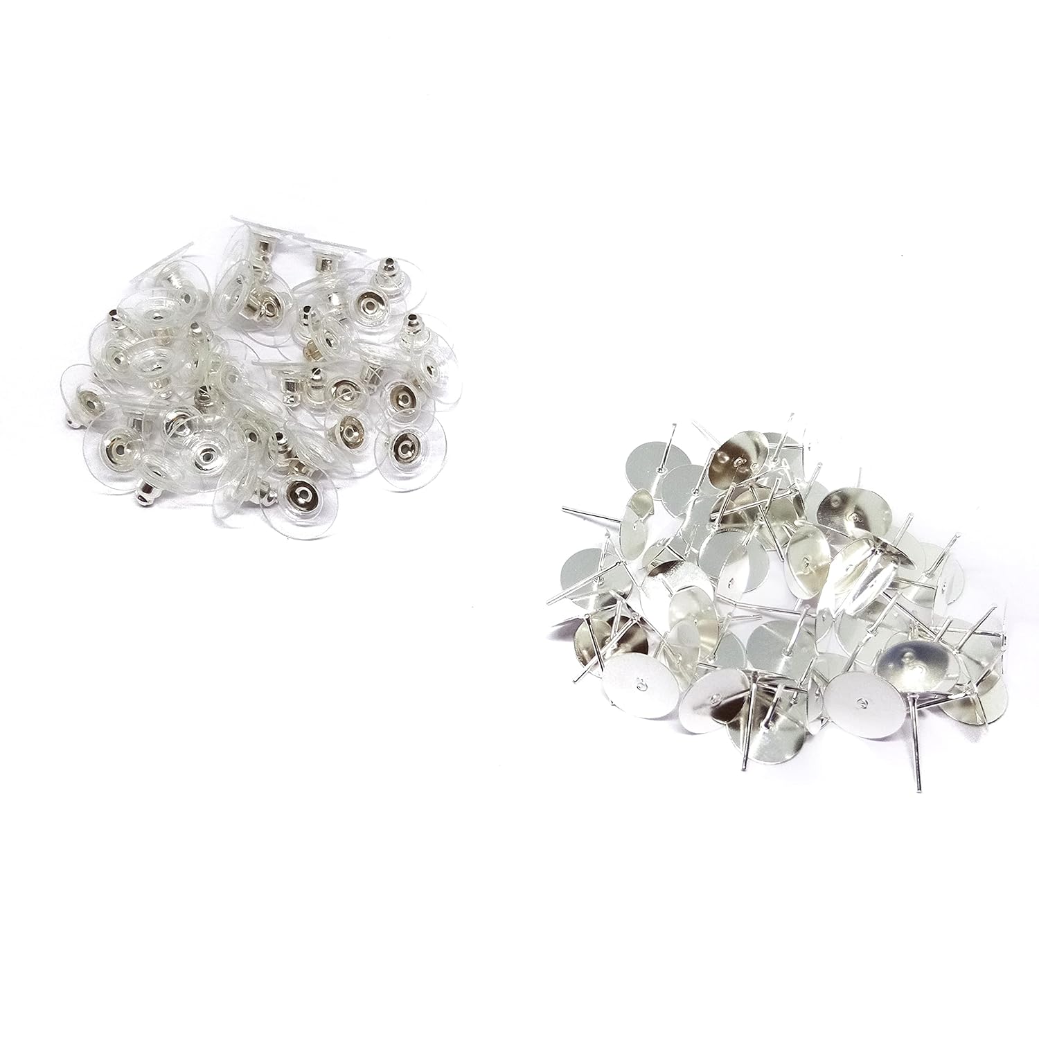 Combo of Earring Stud Pin with Silicone Rubber Push Lock Earring Back