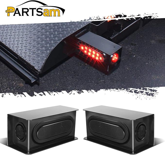 Partsam 2Pcs Steel Trailer RV Light Boxes w/6" LED Oval Red