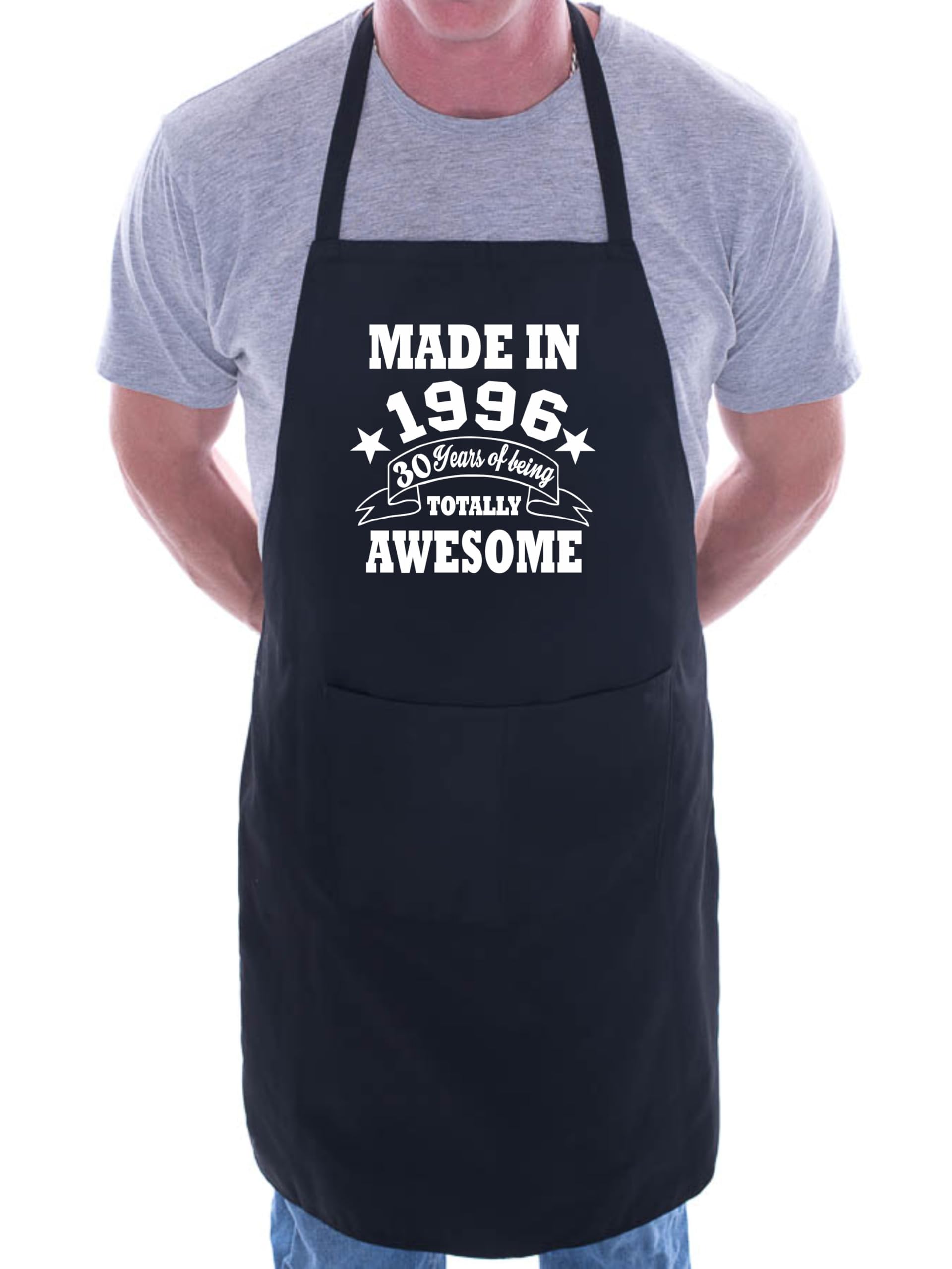 Print4U 30th Birthday Made In 1996 BBQ Cooking Funny Novelty Apron Black
