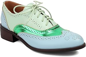 Blano Lofor Lace-up Wingtips Oxford Shoes for Women Cutout Brogues Saddle Shoes