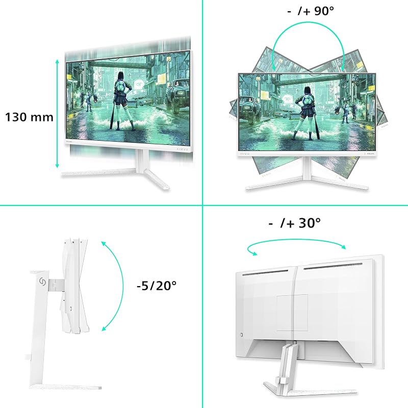 Evnia 24M2N3201P Gaming Monitor 24 Pulgadas 260Hz Panel Fast IPS, 1ms GtG, HDR10, G-Sync Compatible Altura Ajustable, (1920x1080 HDMI 1x 2.0 DP 1x 1.4) Blanco — foto 5 de 7