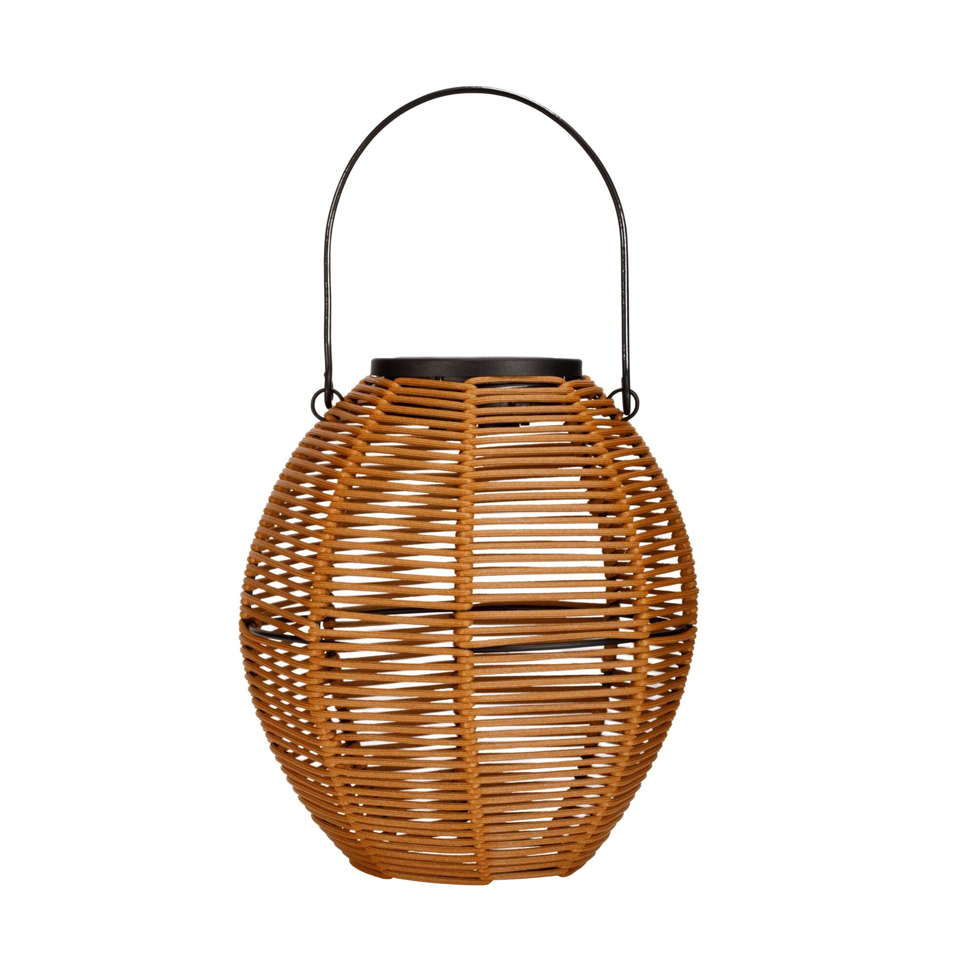 Pauleen 48169 Sunshine Crush Lantern for Balcony or Garden Coffee Outdoor Lighting Plastic Rattan Solar 3000K