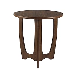 FINECASA Round End Table Small Rustic Side Table