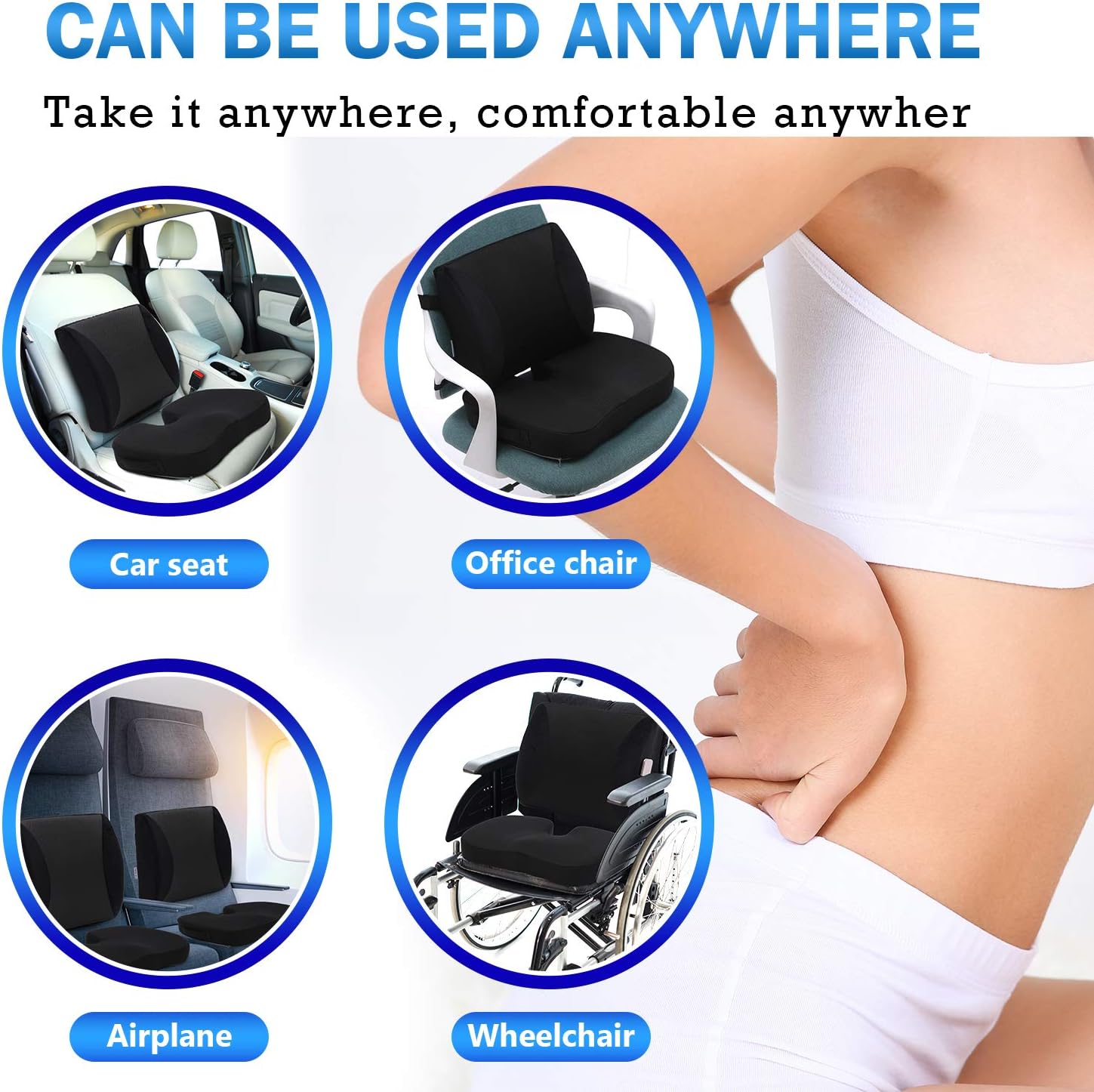 Cooling Gel Seat Cushion for Office, Coxyx Memory Foam Car Seat Cushion & 3D Mesh Lumbar Support Pillow, Orthopedic Seat Cushion Chair Lumbar Support Back Pillow for Reliving Lower Back Tailbone Pain: Home & Kitchen
