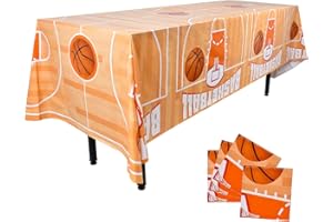 Gatherfun Basketball Party Disposable Tablecloth Plastic Table Cover for Basketball Theme Party Kids and Adult Birthday March Madness Party Decorations 4PCS 54X108inch
