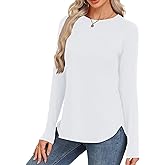 GAYHAY Long Sleeve Tunics or Tops to Wear with Leggings - Loose Fit Crew Neck Curved Hem Shirts Fall Winter Clothes 2026