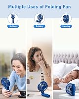 TriPole 2-in-1 Handheld Fan USB Rechargeable 3-Speed 180° Navy view 2