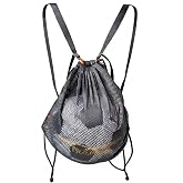 Kumandaluo Black Mesh Drawstring Bag - Breathable Sports Gym Backpack | Lightweight drawstring sack with sturdy straps for easy carry. Great for hiking, travel, school, and weekend outings.