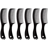 Comfort Axis Travel Size Wide Tooth Handle Comb, 6", 6 Pack, Black