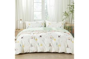 SAPHREAS Cute Puppy Printed Duvet Cover Set King Size 3pcs Lovely Cartoon Bear Bedding Comforter Cover Set 100% Cotton Ultra Soft Breathable 1 Duvet Cover with Zipper 2 Pillow Shams