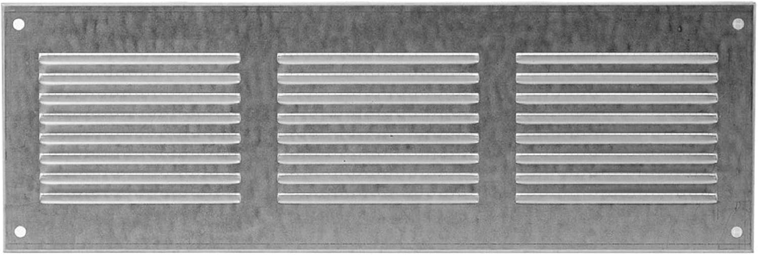 300x100mm / 12x4" inch Galvanised Metal Air Vent Grille Cover with Insect Mesh - Ventilation Cover