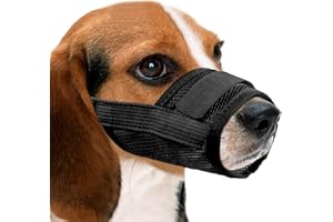 YAODHAOD Nylon Mesh Breathable Dog Mouth Cover, Quick Fit Dog Muzzle with Adjustable Straps，Pet Mouth Cover, to Prevent Biting and Screaming to Prevent Accidental Eating(L, Black)