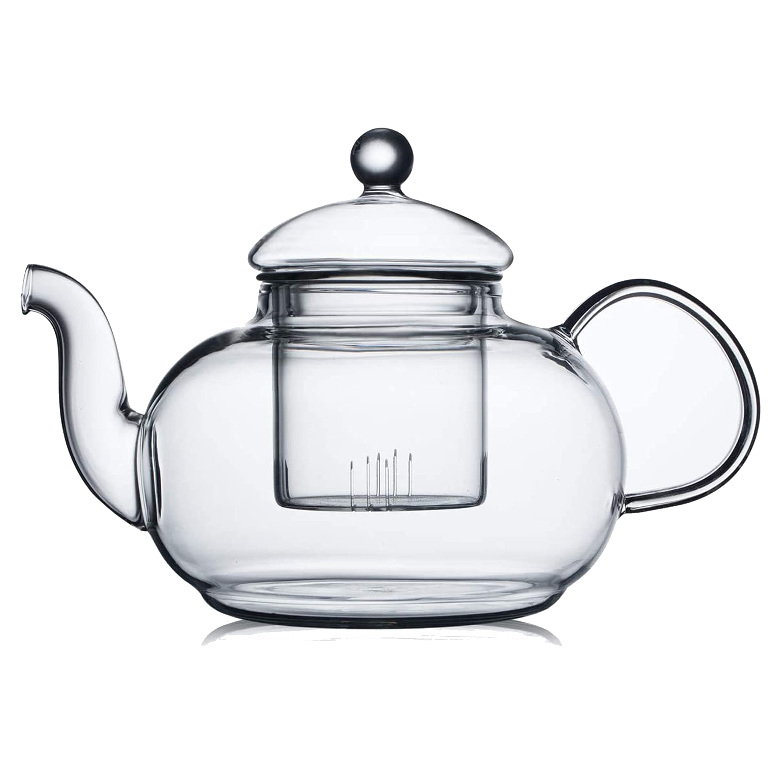 CnGlass Glass Teapot Stovetop Safe, Clear Tea Kettle with Removable Infuser 1200ml, Loose Leaf and Blooming Tea Maker