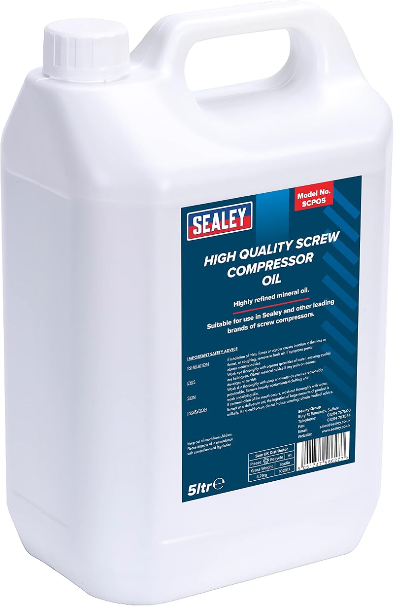Sealey SCPO5 Screw Compressor Oil 5L ISO 46 Mineral Oil for Screw Compressors