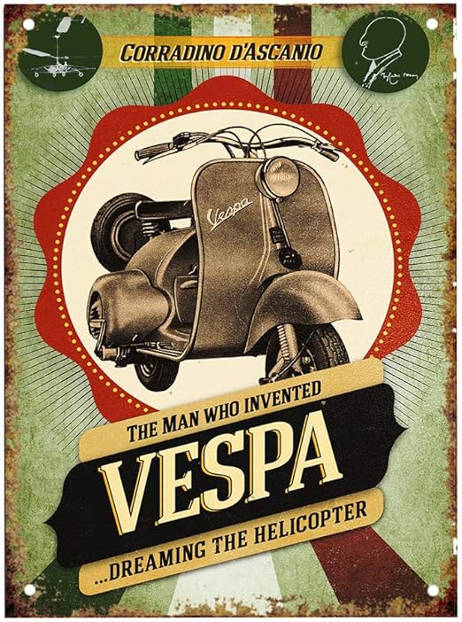 Shunry Vespa Motorcycle Placa Cartel Vintage Estano Signo Metal De Pared Poster Retro De Chapa Poster Por Bar Cafe Garaje Gasolinera Casa Club Amazon Es Hogar