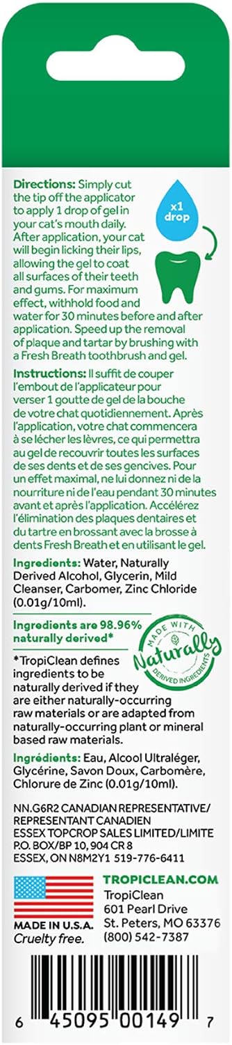 TropiClean Fresh Breath Cat Toothpaste for Teeth Cleaning Breath Freshener, Easy to Use Plaque & Tartar Remover Gel - Image 3