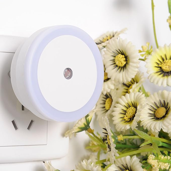 ascension Round Shape Automatic Sensor Control LED Diffuse Eye Protecting Energy Saving Night Lamp, (White,LG1424)